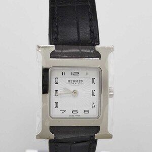 Hermes 21mm Stainless Steel and Black Alligator Heure H PM Quartz Watch HH1.210